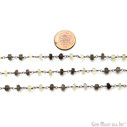 Multi Color Faceted Beads 5-6mm Oxidized Wire Wrapped Rosary Chain