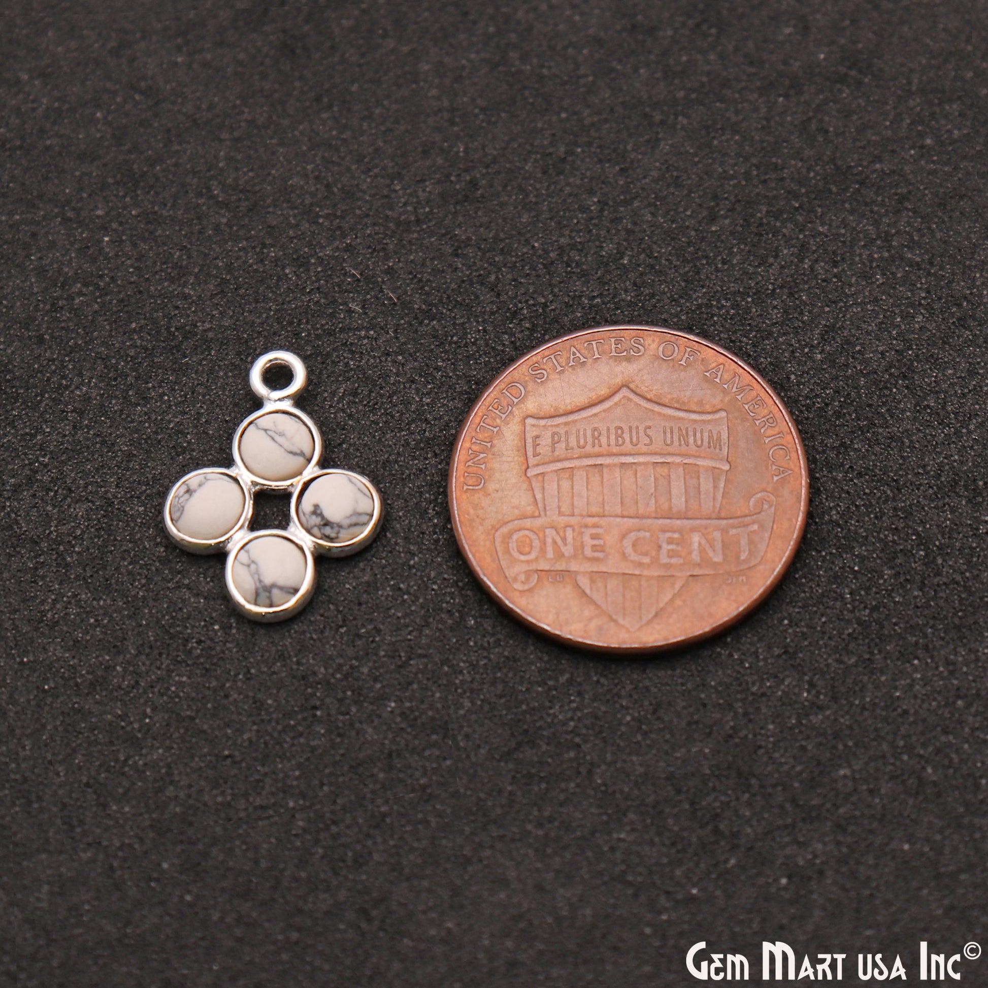 Howlite Component Silver Plated 4pc Square 15x9mm - GemMartUSA