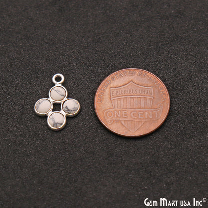 Howlite Component Silver Plated 4pc Square 15x9mm - GemMartUSA