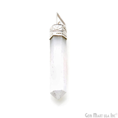 DIY Healing Gemstone Silver Pencil Point Ornate Pendant 1pc