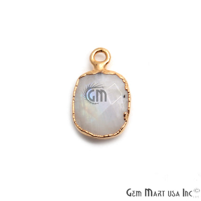Rainbow Moonstone Octagon 10x12mm Gold Electroplated Single Bail Gemstone Connector - GemMartUSA
