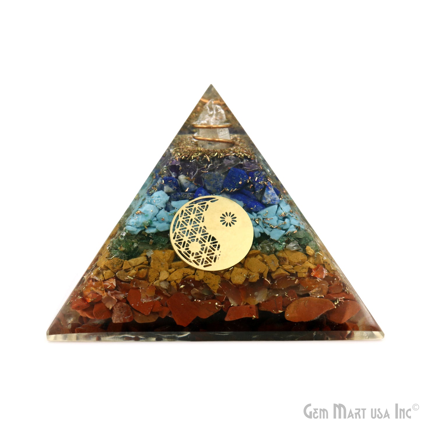 7 Chakra Pyramid Engraved Symbols Charm 75x60mm