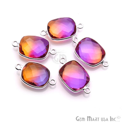 Doublet Aura Quartz 10x12mm Octagon Connector (Pick Color,Plating,Bail) - GemMartUSA