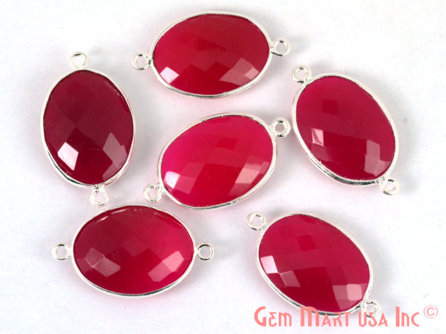 Oval 15x20mm Silver Bezel Double Bail Gemstone Connector