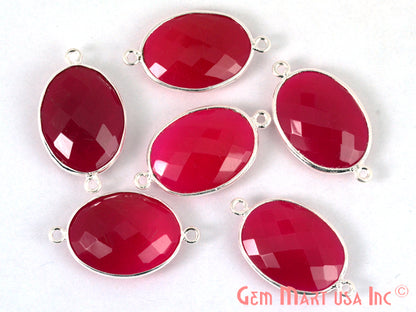 Oval 15x20mm Silver Bezel Double Bail Gemstone Connector