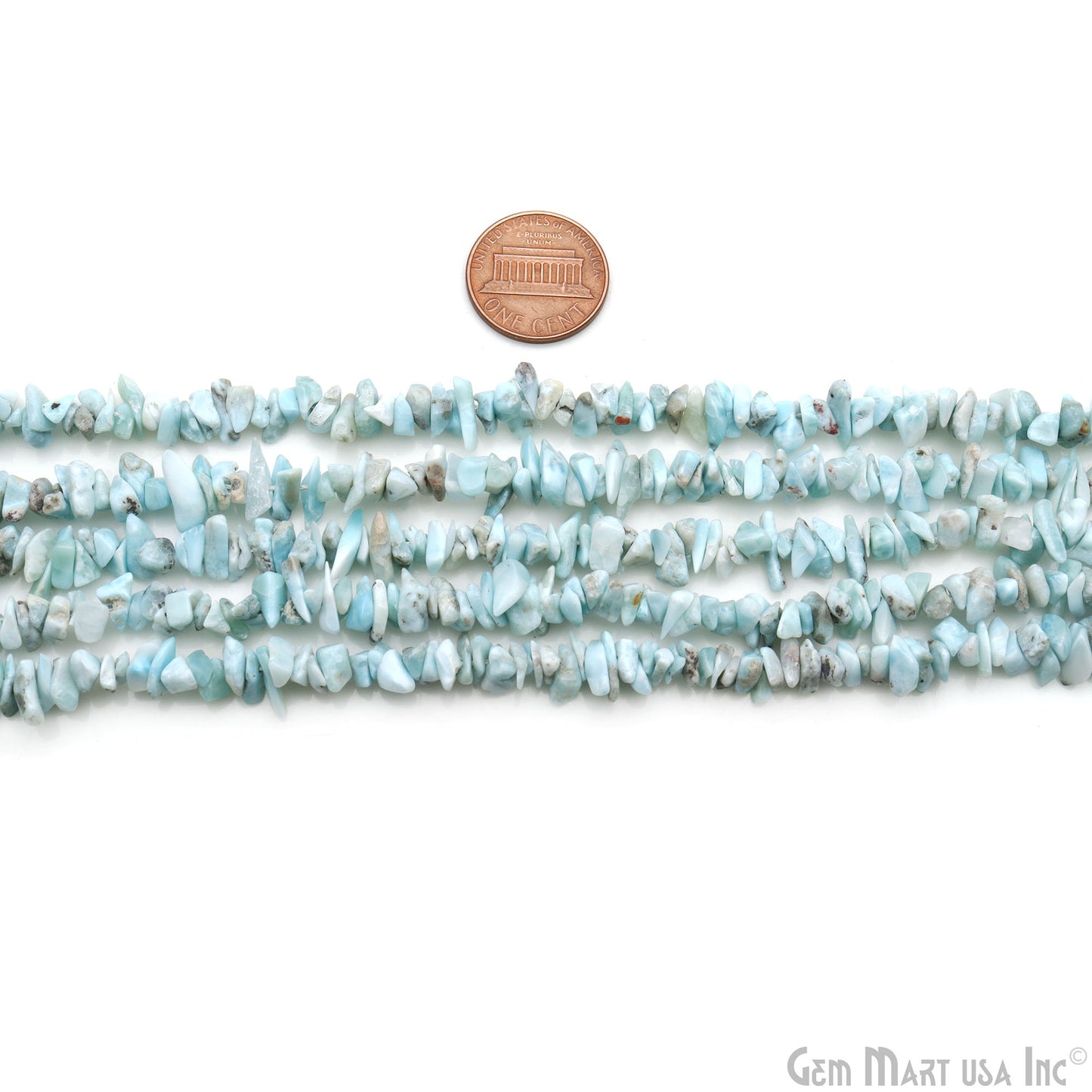 Larimar Chip Beads, 34 Inch, Natural Chip Strands, Drilled Strung Nugget Beads, 3-7mm, Polished, GemMartUSA (CHLI-70001)