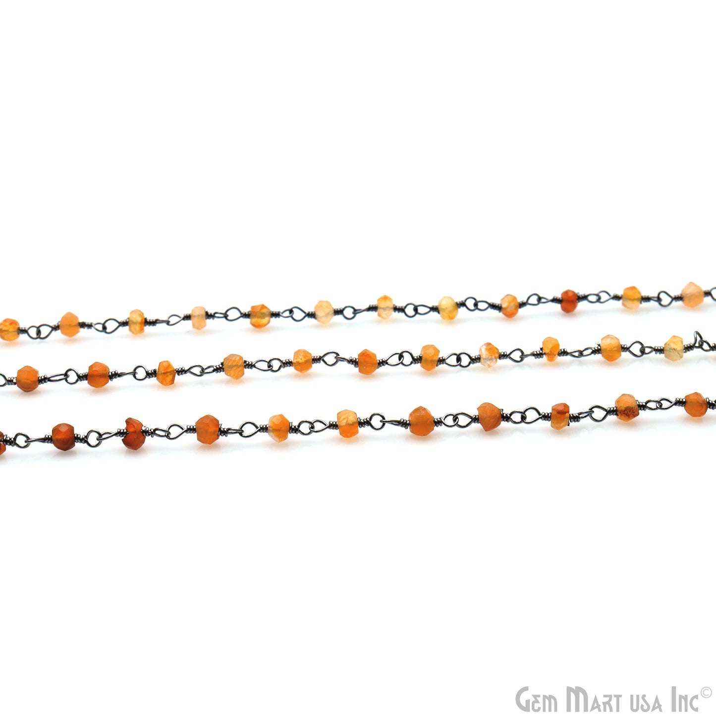 Carnelian 2-2.5mm Round Tiny Beads Oxidized Rosary Chain