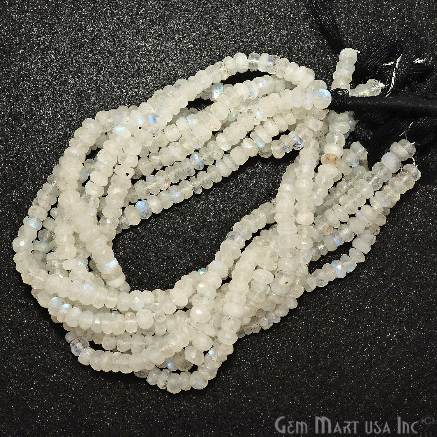 Rainbow Moonstone 5-6mm Round Rondelle Strand Beads - GemMartUSA