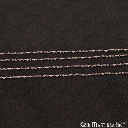 Strawbwerry Quartz 1mm Silver Wire Wrapped Beads Rosary Chains - GemMartUSA