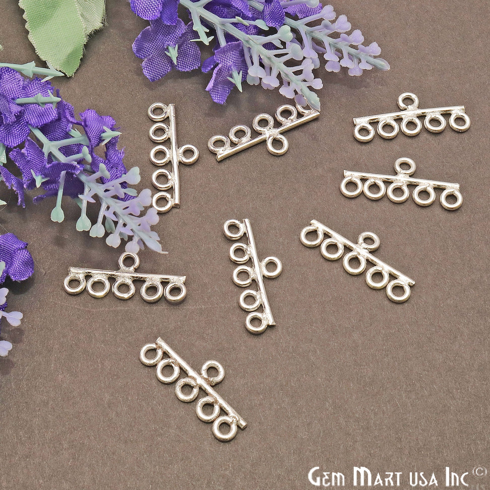 2Pair Lot Bar Finding Silver, Multiple Bails, Earring Making Finding - GemmartUSA