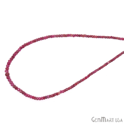 Ruby Rondelle Beads, 13 Inch Gemstone Strands, Drilled Strung Nugget Beads, Faceted Round, 3-4mm