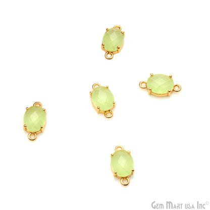 Faceted Oval 7x9mm Prong Gold Plated Double Bail Connector