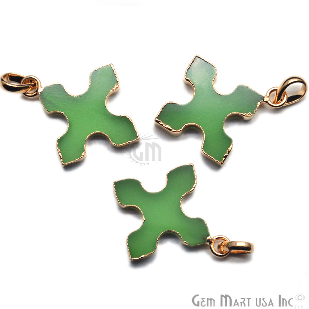 Gold Plated Gemstone 29x25mm Medieval Cross Shape Pendant (Pick Gemstone) - GemMartUSA