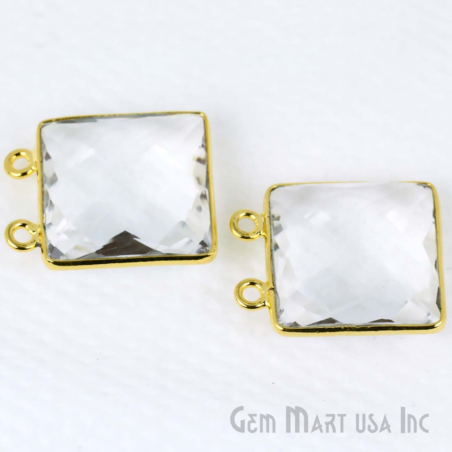 Square 16mm Gemstone Cat Bail Gold Bezel Connector