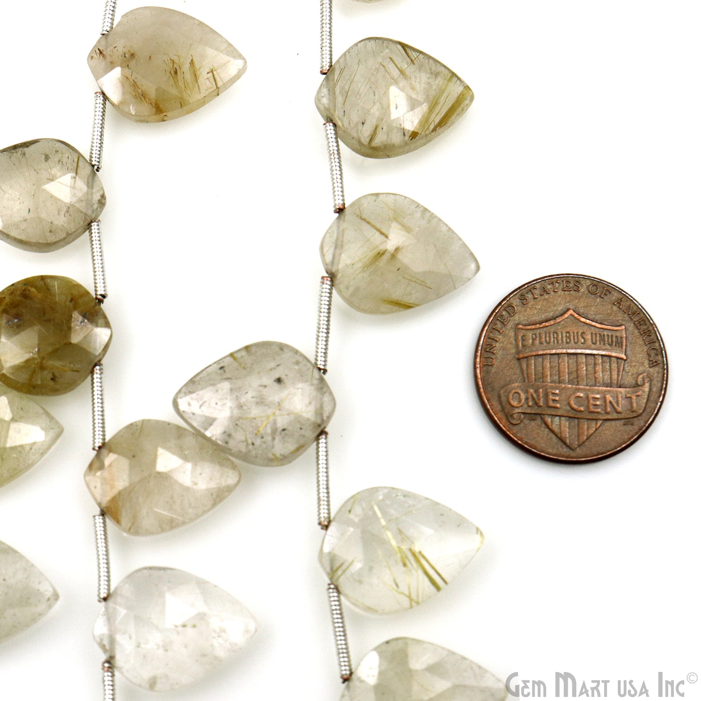 Golden Rutile Kite Beads, 6 Inch Gemstone Strands, Drilled Strung Briolette Beads, Kite Shape, 16x12mm