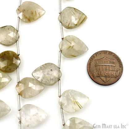 Golden Rutile Kite Beads, 6 Inch Gemstone Strands, Drilled Strung Briolette Beads, Kite Shape, 16x12mm