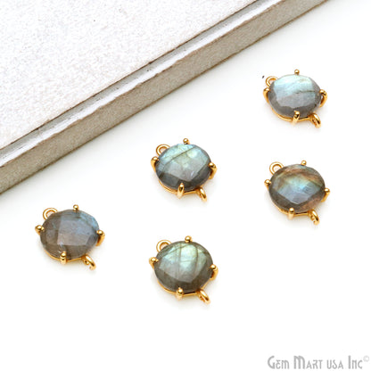 Faceted Round 12mm Prong Gold Plated Double Bail Connector