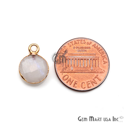 Rainbow Moonstone 10mm Round Gold Electroplated Gemstone Connector (Pick Bail & Lot Size) - GemMartUSA