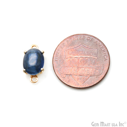 Kyanite Gemstone Oval 7x9mm Prong Setting Gold Plated Connector