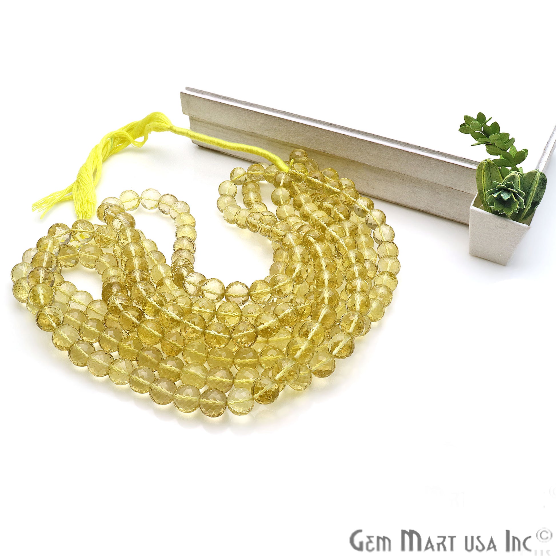 Lemon Topaz Round 8-9mm Crafting Beads Gemstone Strands 16INCH - GemMartUSA