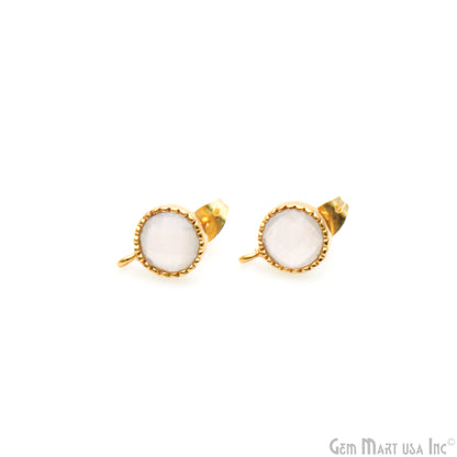 DIY Round 8mm Gold Bail Gemstone stud Earring