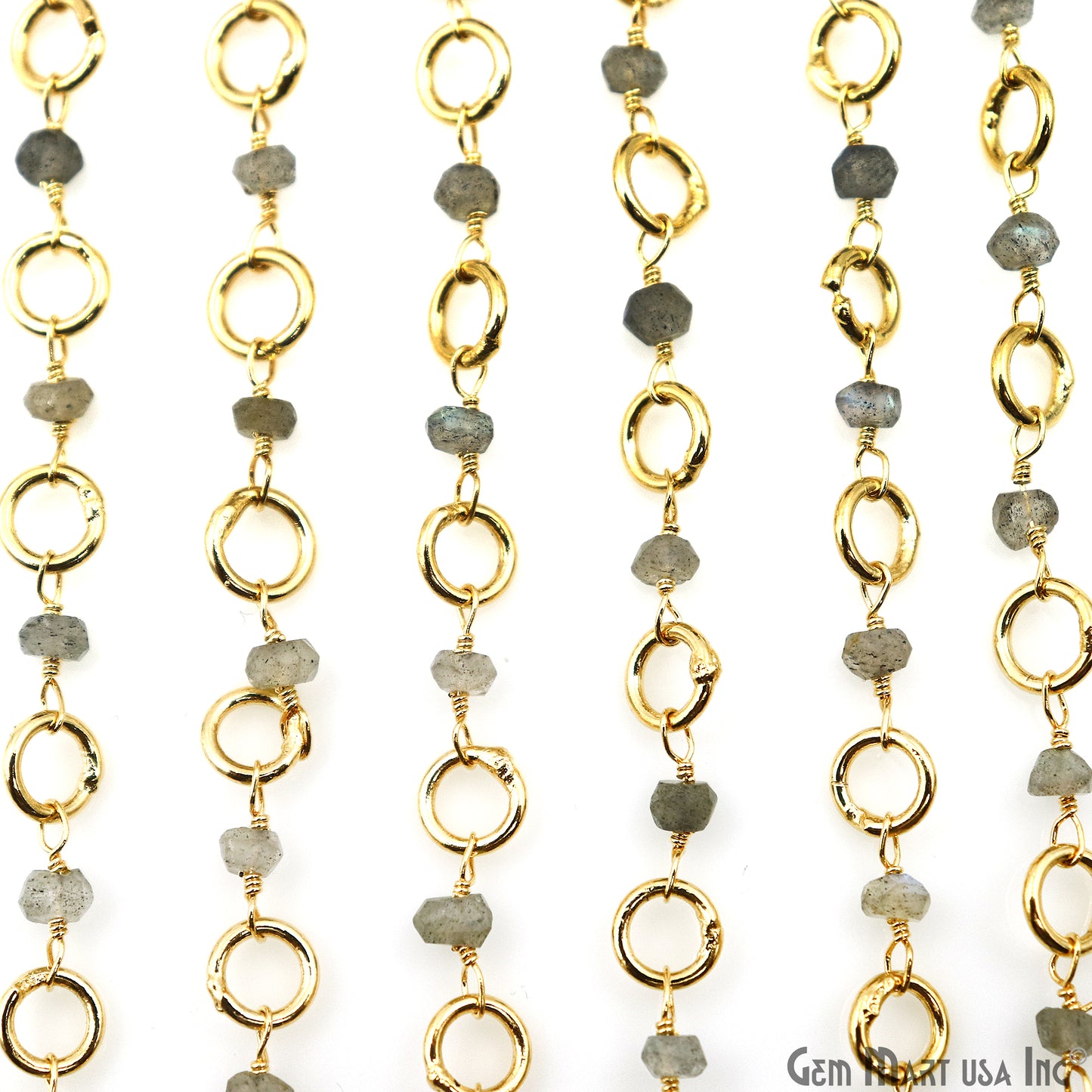 Labradorite With Gold Plated Round Finding Rosary Chain