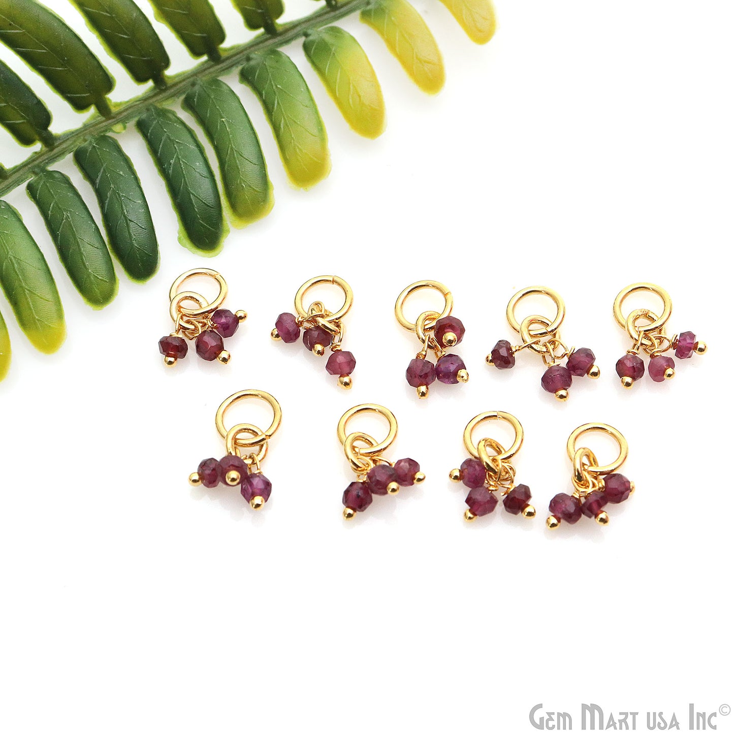 Faceted Gemstone Cluster Beads With Gold Jump Ring 15x6mm