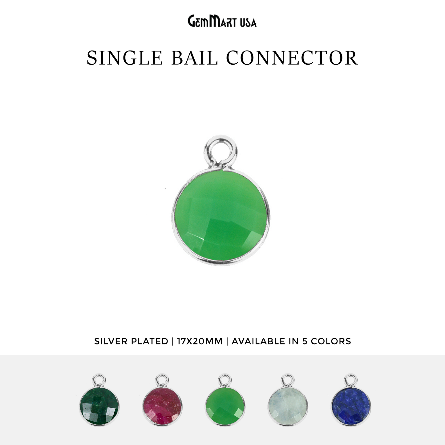 Round 16mm Single Bail Silver Bezel Gemstone Connector