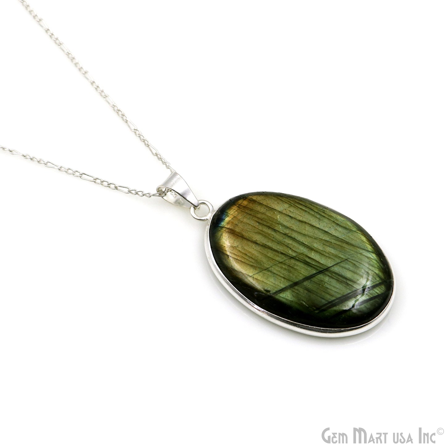 Labradorite Gemstone Oval 43x27mm Sterling Silver Necklace Pendant 1PC