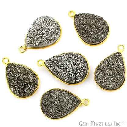 Titanium Druzy 12x16mm Pears Gold Single Bail Gemstone Connector