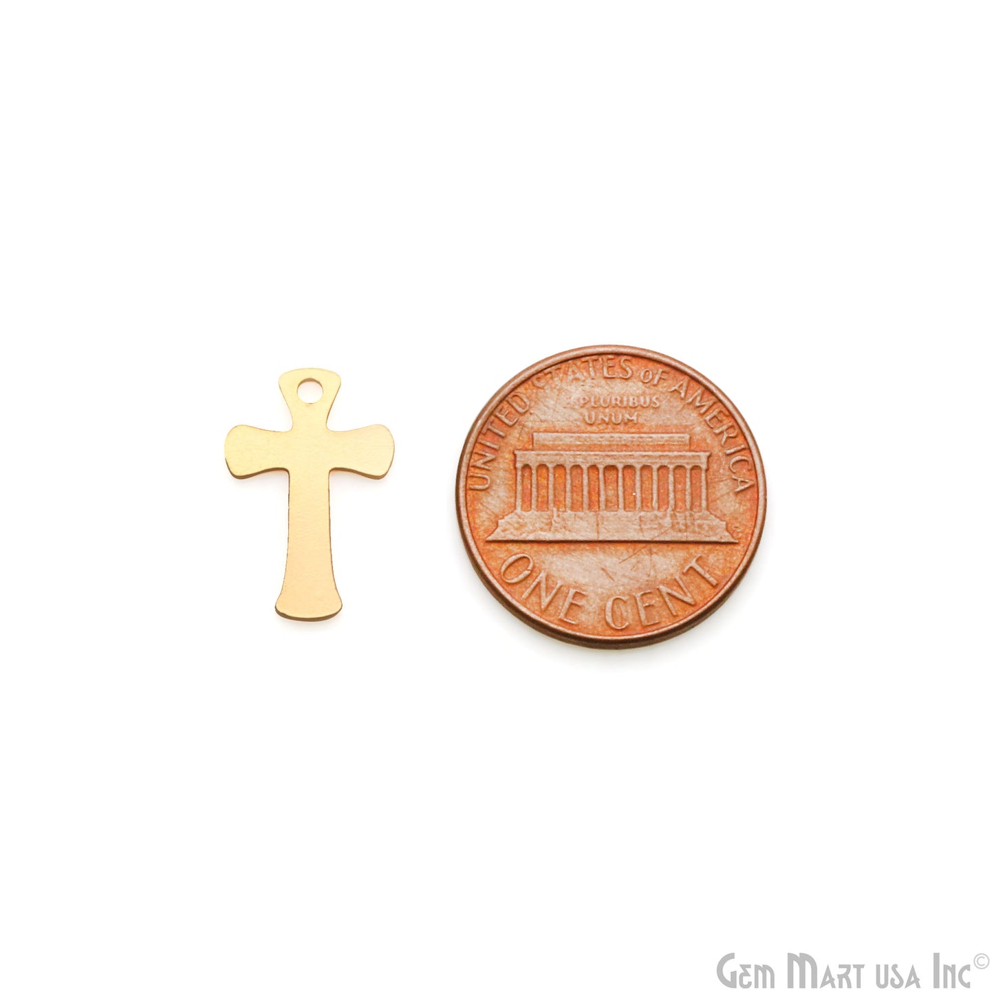 Cross Shape Laser Finding Gold Plated 16x10.4mm Charm For Bracelets & Pendants