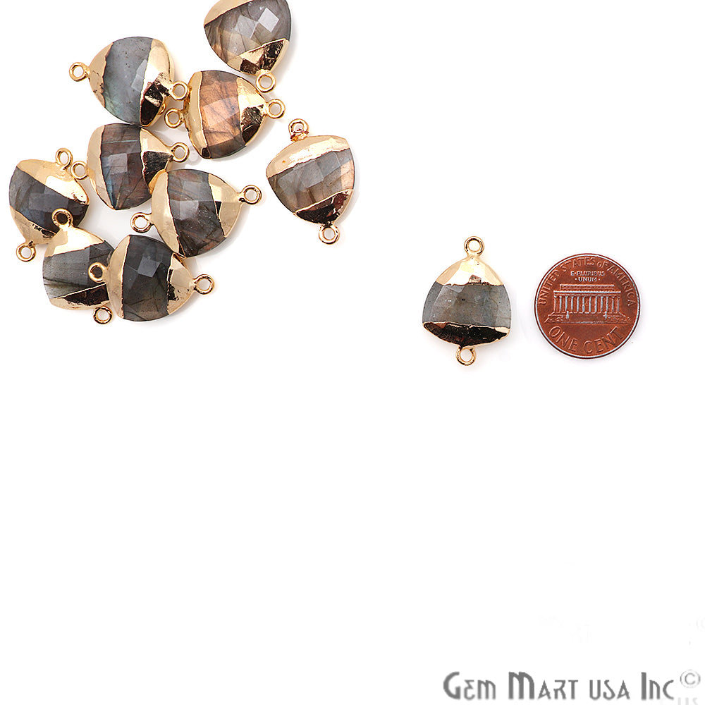 Labradorite 16mm Trillion Shape Gold Electroplated Gemstone Connector - GemMartUSA