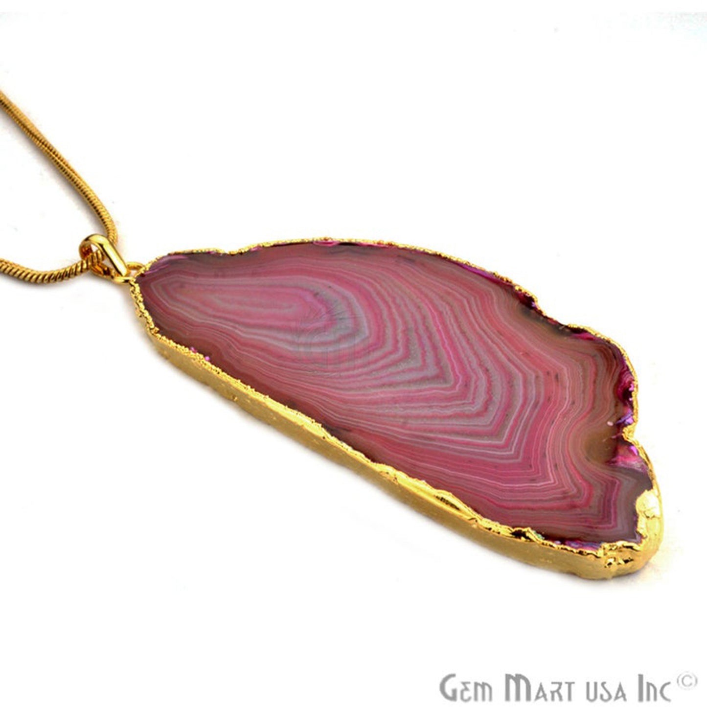 One Of A Kind Druzy 94x40mm Gold Electroplated Single Bail 18 Inch Necklace Chain Pendant - GemMartUSA