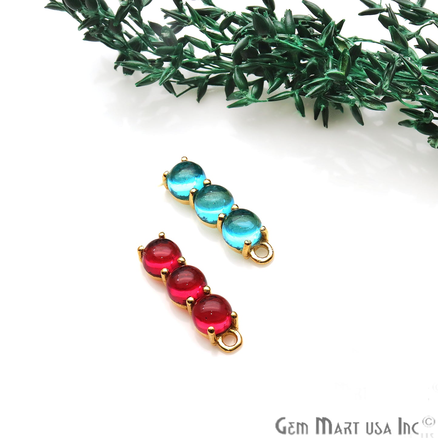 Gemstone 22x6mm Prong Setting Gold Plated Component Connector (Pick Gemstone) - GemmartUSA