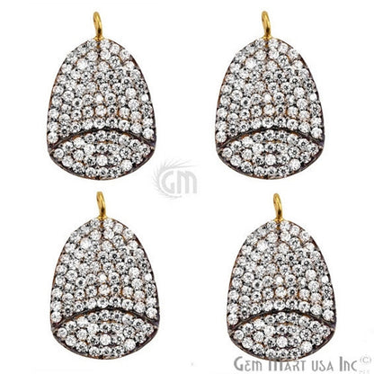 Cubic Zircon Pave 'Fancy Cap' Gold Vermeil Charm For Bracelet & Pendants - GemMartUSA