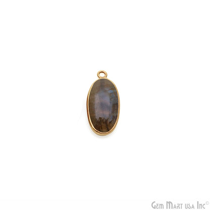 Flashy Labradorite 22x10mm Cabochon Oval Single Bail Gold Plated Gemstone Connector