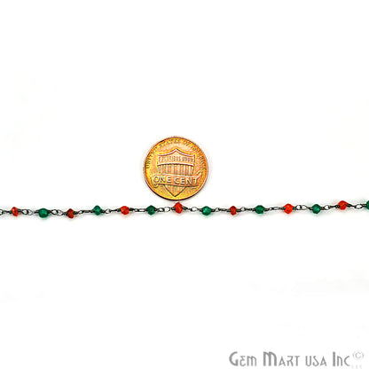 Carnelian With Green Onyx Gemstone Beaded Wire Wrapped Rosary Chain - GemMartUSA