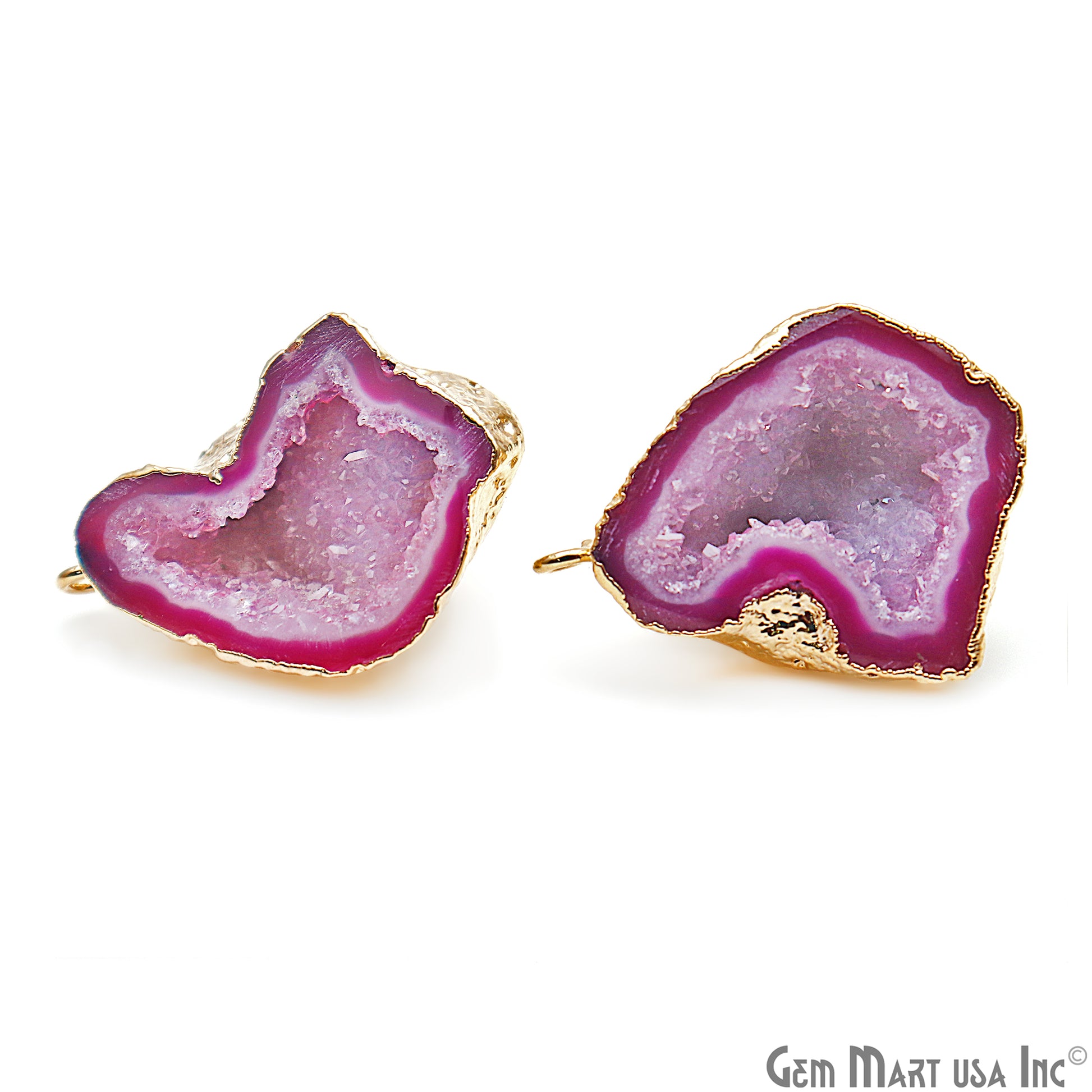 DIY Agate Slice Geode Druzy 20x26mm Gold Electroplated Loop Connector Studs Earrings - GemMartUSA