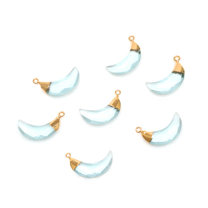 Moon Shape Gemstone Charm 29x9mm Gold Electroplated Single Bail Faceted Gemstone Necklace Pendant