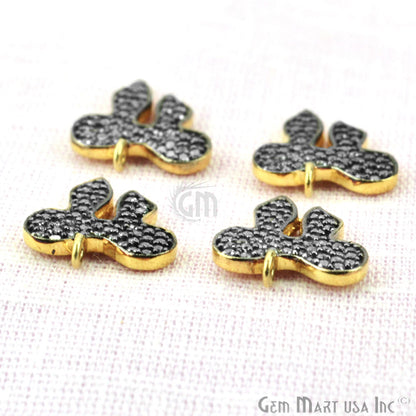 Cubic Zircon Pave 'Bow' Gold Vermeil Charm For Bracelet & Pendants - GemMartUSA