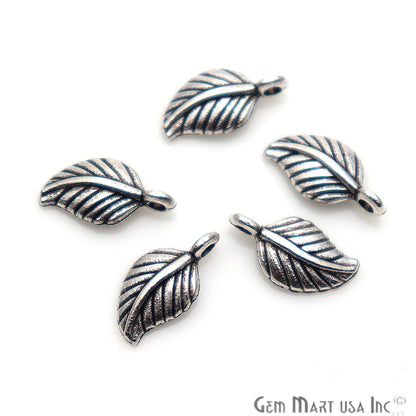 5pc Lot Leaf Shape Oxidized 14x12mm Charm For Bracelets & Pendants - GemMartUSA