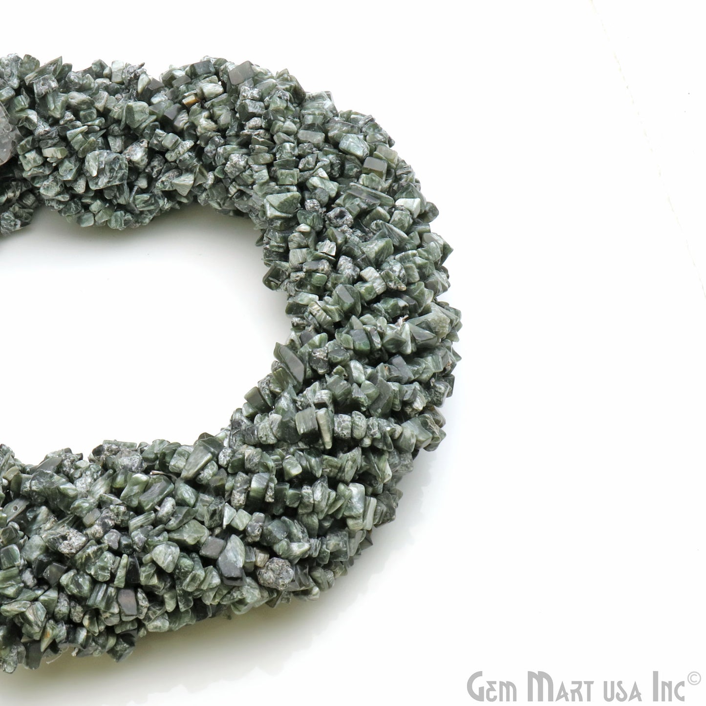 Seraphinite Chip Beads, 34 Inch, Natural Chip Strands, Drilled Strung Nugget Beads, 3-7mm, Polished, GemMartUSA (CHES-70001)