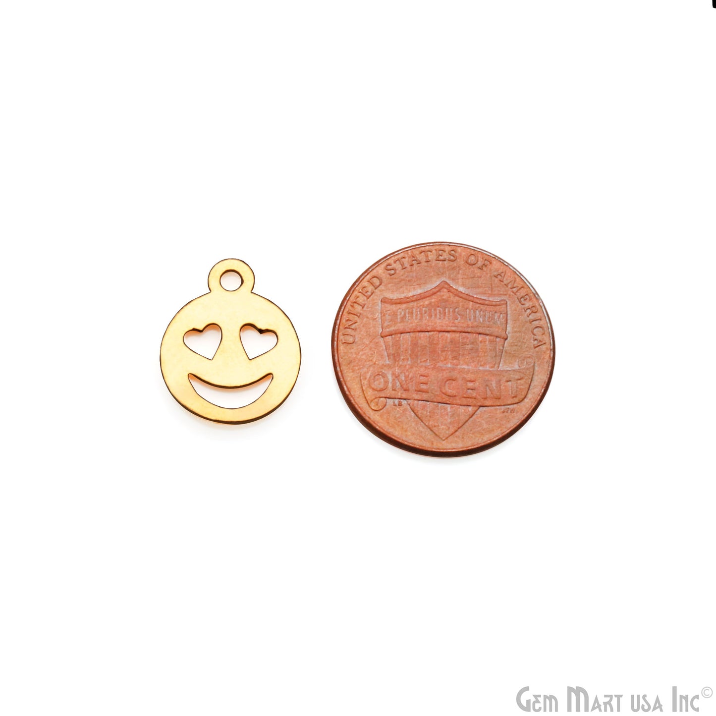 Emoji Shape Laser Finding Gold Plated 14.8x12mm Charm For Bracelets & Pendants