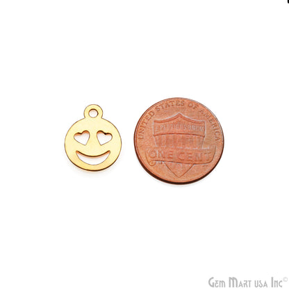 Emoji Shape Laser Finding Gold Plated 14.8x12mm Charm For Bracelets & Pendants