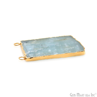 Aquamarine Free Form shape 54x35mm Gold Electroplated Gemstone Cat Bail Connector