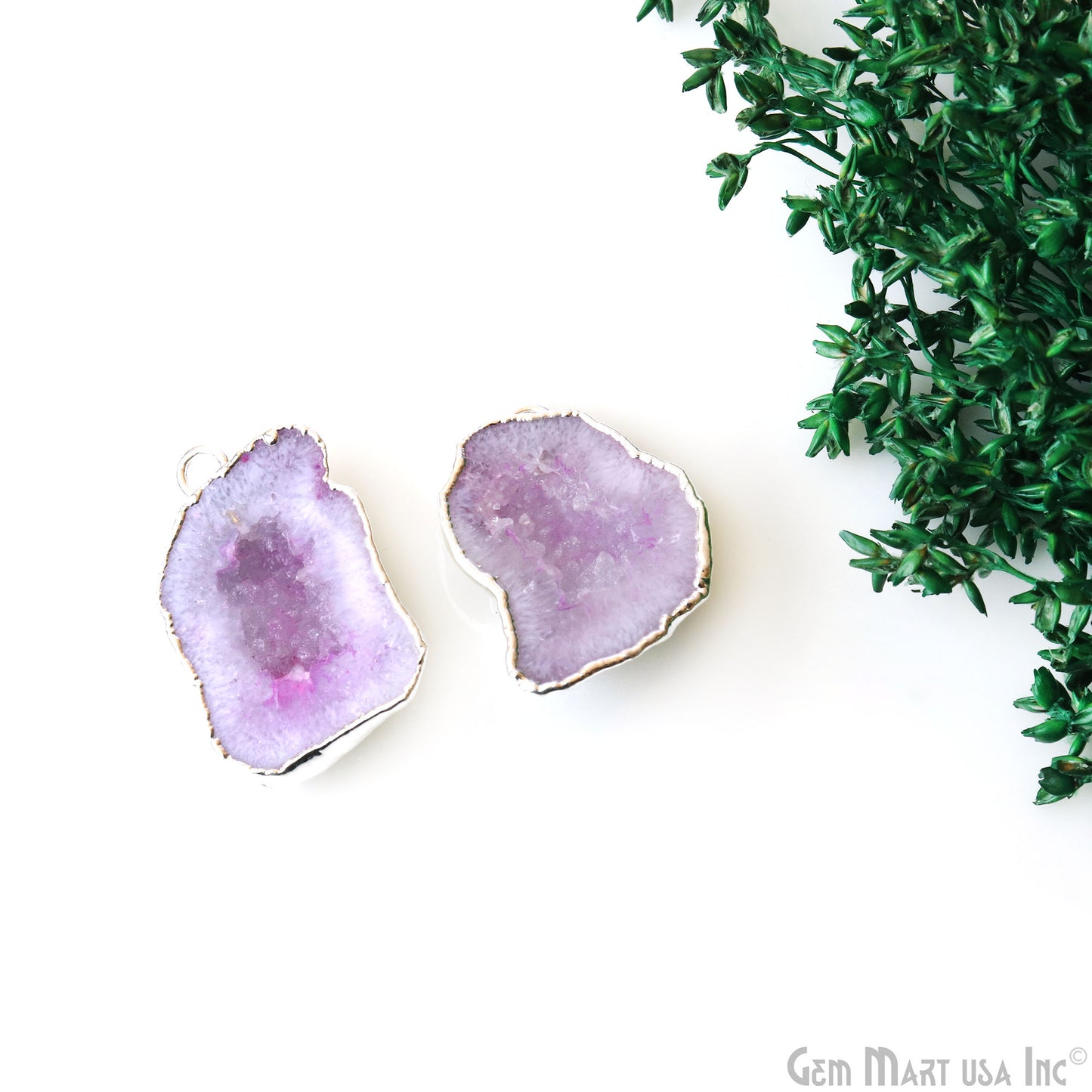 Geode Druzy 18x29mm Organic Silver Electroplated Single Bail Gemstone Earring Connector 1 Pair