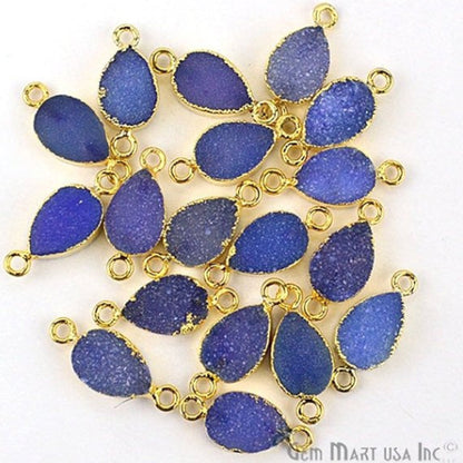 Druzy Gold Electroplated 8x12mm Pears Double Bail Gemstone Connector
