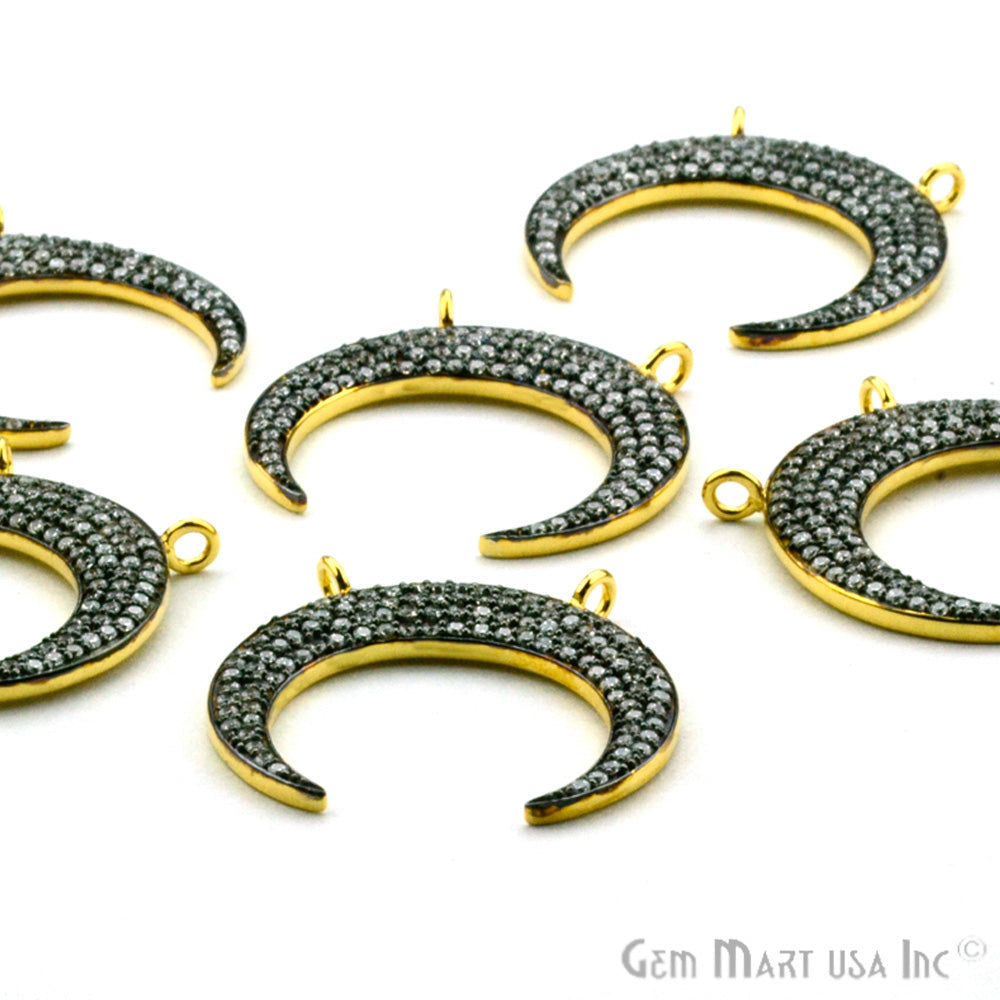 Moon' CZ Pave Gold Vermeil Charm for Bracelet & Pendants - GemMartUSA