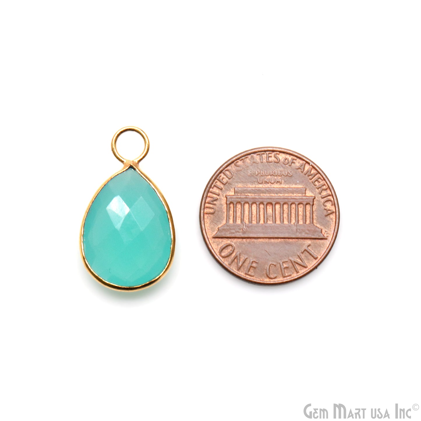 Aqua Chalcedony Pears 12x16mm Gold Plated Single Big Bail Gemstone Connector