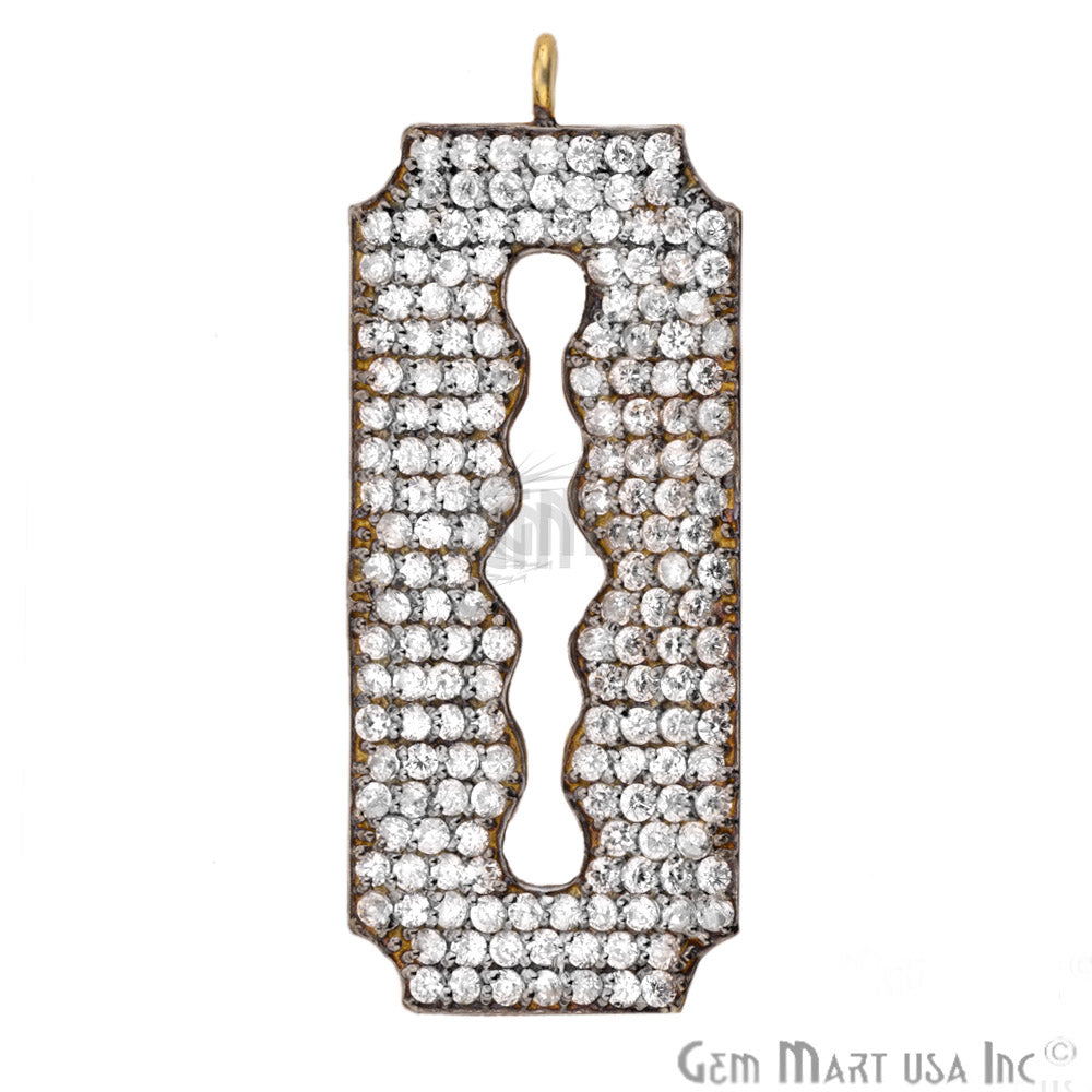 Cubic Zircon Pave 'Blade' Gold Vermeil Charm For Bracelet & Pendants - GemMartUSA